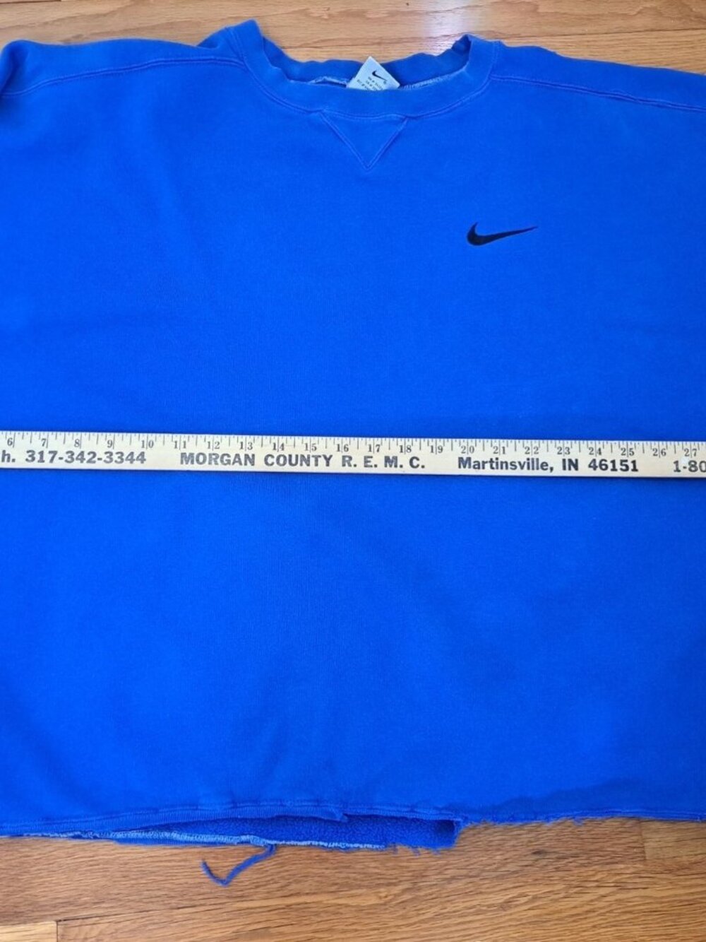 Vintage 1990's Nike Mens Blue Crewneck Sweatshirt 3XL Black Swoosh Logo - Picture 9 of 12